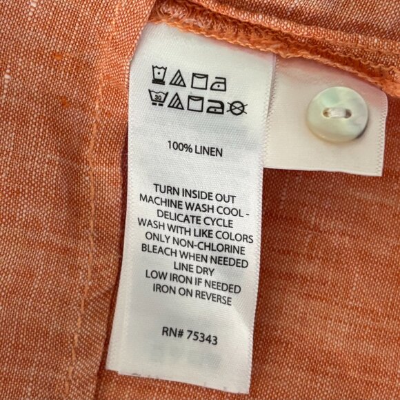 Sigrid Olsen Burnt Orange Linen Shirt – Plus Size 1X – Roll-Tab Sleeves - Picture 6 of 9